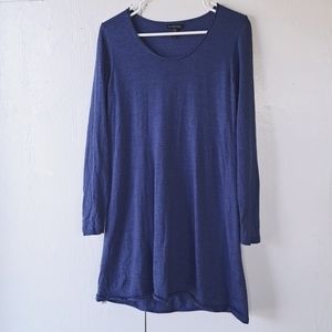 Eileen Fisher 100% Merino Wool Knit Pullover Blue Shift Midi Dress SZ S/P